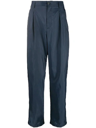 Valentino Technical Fabric Pleated Trousers In 蓝色