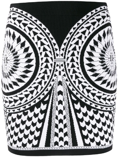 Balmain Graphic Pattern Mini Skirt In Black
