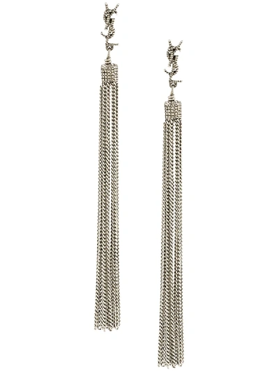 Saint Laurent Loulou Chain Earrings In 银色
