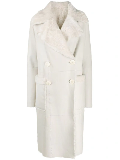 Lorena Antoniazzi Double-breasted Shearling Coat In White