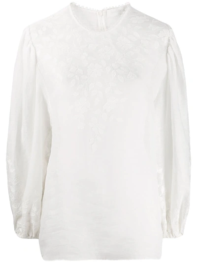 Zimmermann Zinnia Applique Blouse In White