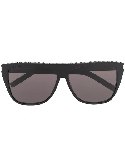 Saint Laurent Square-frame Stud-embellished Sunglasses In 黑色