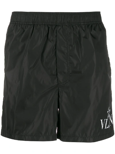 Valentino Vltn Logo Print Swimshorts In 黑色