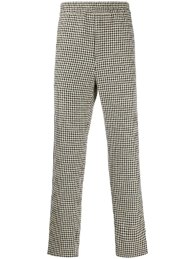 Gucci Gg Stripe Houndstooth Print Trousers In Neutrals