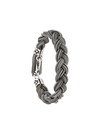 Emanuele Bicocchi Sterling Silver Braided Tassel Bracelet In Metallic