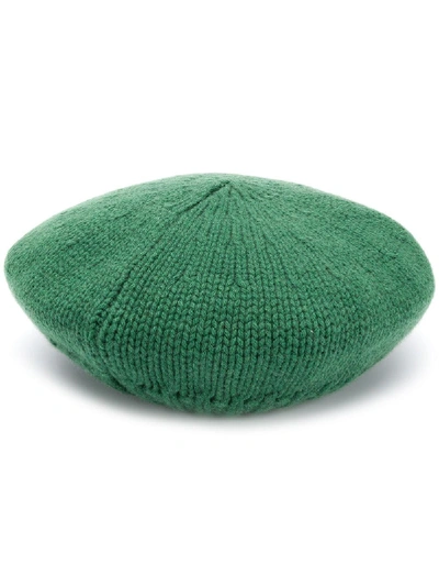 Danielapi Cable Knit Beret In Green