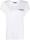 Balmain Flocked-logo Crew Neck T-shirt In White
