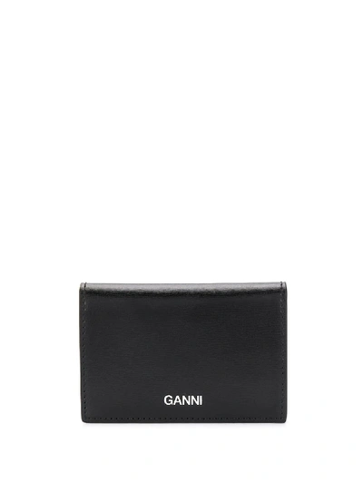 Ganni Logo Print Card Case In Black