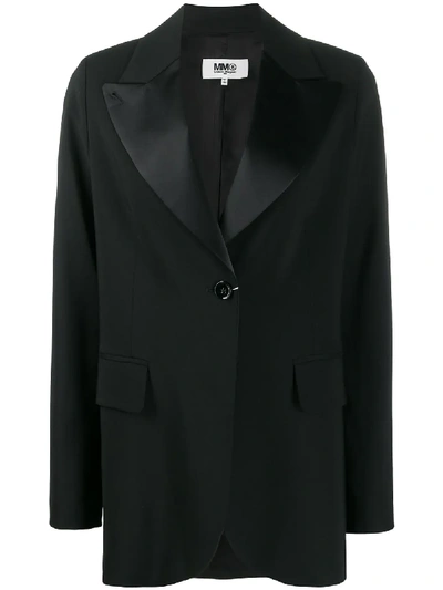 Mm6 Maison Margiela Satin Lapel Blazer In Black