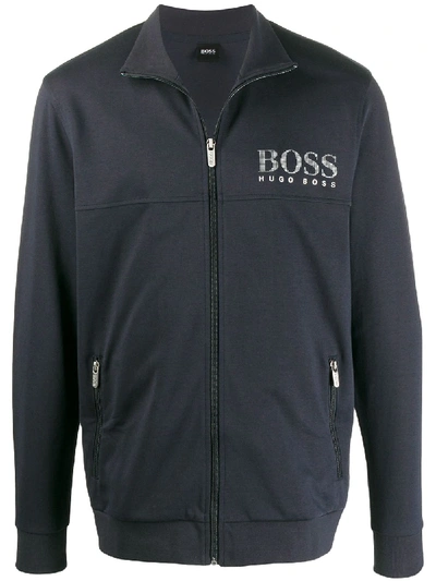 Hugo Boss Logo-print Track Jacket In Blue