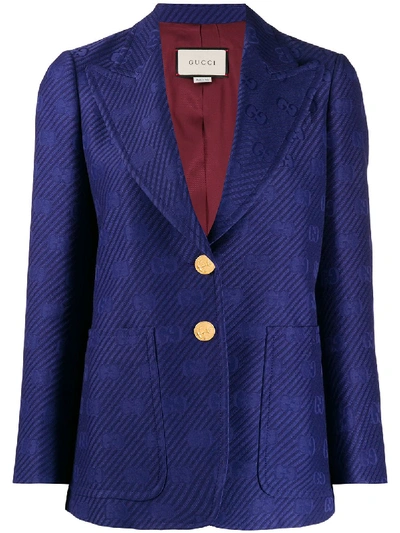 Gucci Jacquard-knit Monogram Blazer In Royal Blue