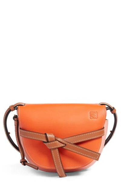 Loewe Small Gate Leather Crossbody Bag - Orange In Orange/ Blossom