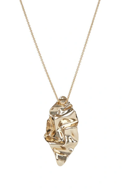 Alexis Bittar Asteria Nova Crumpled Metal Long Pendant Necklace In Gold