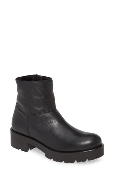 Aquatalia Jayla Weatherproof Boot In Black Leather/ Black Faux Fur