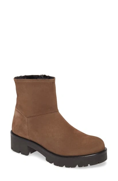 Aquatalia Jayla Weatherproof Boot In Taupe Suede/ Black Faux Fur