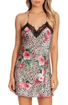 IN BLOOM BY JONQUIL FLORAL PRINT SATIN CHEMISE,SDC110