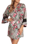 IN BLOOM BY JONQUIL FLORAL PRINT SATIN WRAP,SDC130