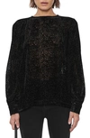 ANINE BING DEBBIE ANIMAL PRINT BURNOUT VELVET LONG SLEEVE SILK BLEND BLOUSE,A-07-2075-001