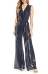 DONNA RICCO SEQUIN SLEEVELESS WIDE LEG JUMPSUIT,DR51569