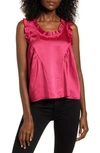 REBECCA MINKOFF KARIS RUFFLE SATIN RACERBACK TANK,H19503001