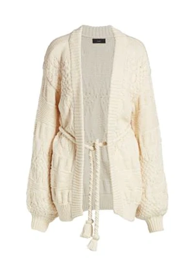 Alanui Torchon Stitch Belted Cardigan In White
