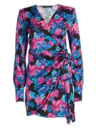 Andamane Carly Side-bow Floral Wrap Dress In Floral Multi