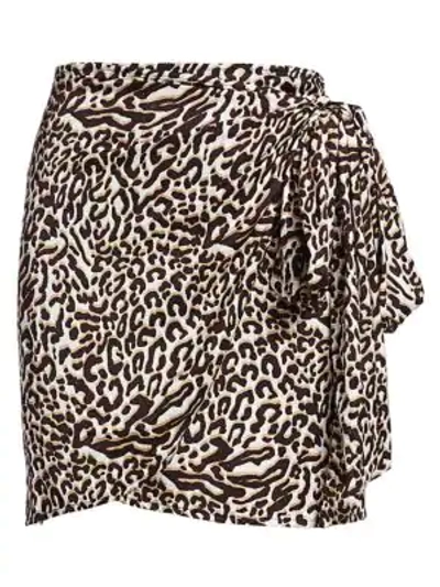 Andamane Camilla Leopard Print Wrap Skirt In Leo White