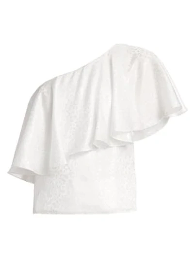 Adriana Iglesias Jane Ruffle One-shoulder Jacquard Top In White