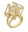 ATELIER SWAROVSKI X STEPHEN WEBSTER GOLD, LAB-GROWN DIAMOND AND ROSE QUARTZ COCKTAIL RING,15215599