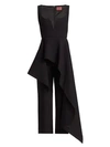 Solace London Rena Peplum Ruffle Cropped Jumpsuit In Black