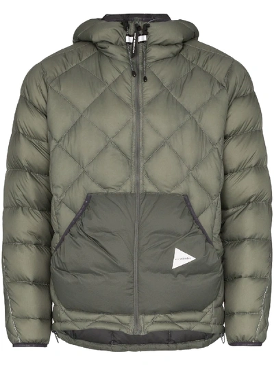 And Wander Quilted Hooded Jacket In Grau