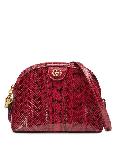 Gucci Ophidia Small Snakeskin Shoulder Bag In Red