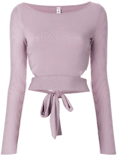 Alo Yoga Wrap Front Crop Top In Lila
