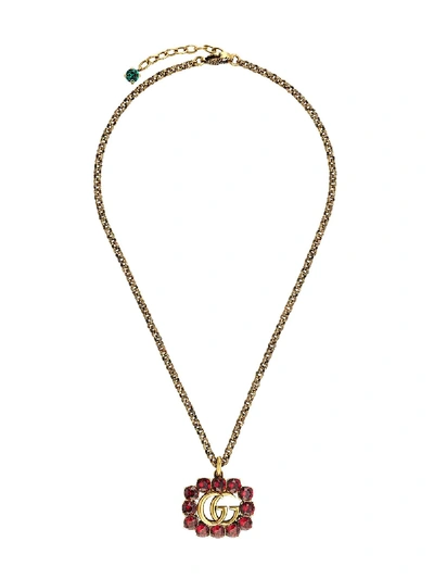 Gucci Crystal Double G Necklace In Gold