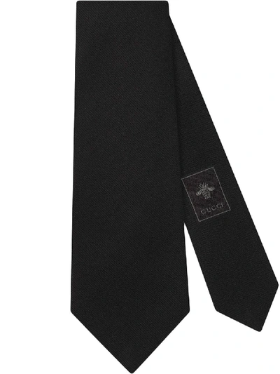 Gucci Sartorial Label Wool & Silk Tie In 1000 Black