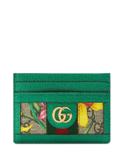 Gucci Ophidia Gg Flora Card Holder In Green