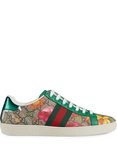 Gucci Women's Online Exclusive Ace Gg Flora Print Trainer In Beige