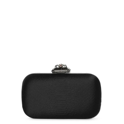 Alexander Mcqueen Spider Satin Clutch In Black