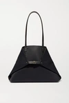 AKRIS AI LARGE LEATHER-TRIMMED EMBOSSED CANVAS TOTE