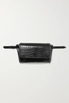 SAINT LAURENT NIKI MEDIUM GLOSSED CROC-EFFECT LEATHER BELT BAG