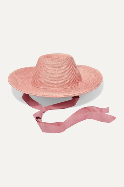 Gigi Burris Net Sustain Aloha Grosgrain-trimmed Raffia Straw Hat In Pink