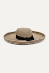 GIGI BURRIS + NET SUSTAIN LORENA GROSGRAIN-TRIMMED RAFFIA STRAW HAT