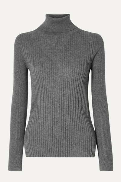 Alex Mill Ribbed Cotton And Wool-blend Turtleneck Jumper In Dark Grey