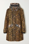 Burberry Hooded Animal-print Shell Coat In Beige