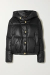 VERSACE HOODED PRINTED QUILTED SHELL DOWN JACKET