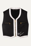 VERSACE CROPPED EMBROIDERED SATIN VEST