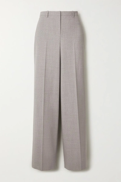 Theory Mélange Stretch-wool Straight-leg Trousers In Grey