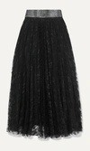 CHRISTOPHER KANE Crystal-embellished pleated lace midi skirt