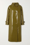 THE FRANKIE SHOP OVERSIZED DOUBLE-BREASTED GLOSSED FAUX TEXTURED-LEATHER TRENCH COAT