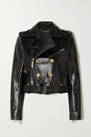 GIVENCHY BUTTON-EMBELLISHED TEXTURED-LEATHER BIKER JACKET